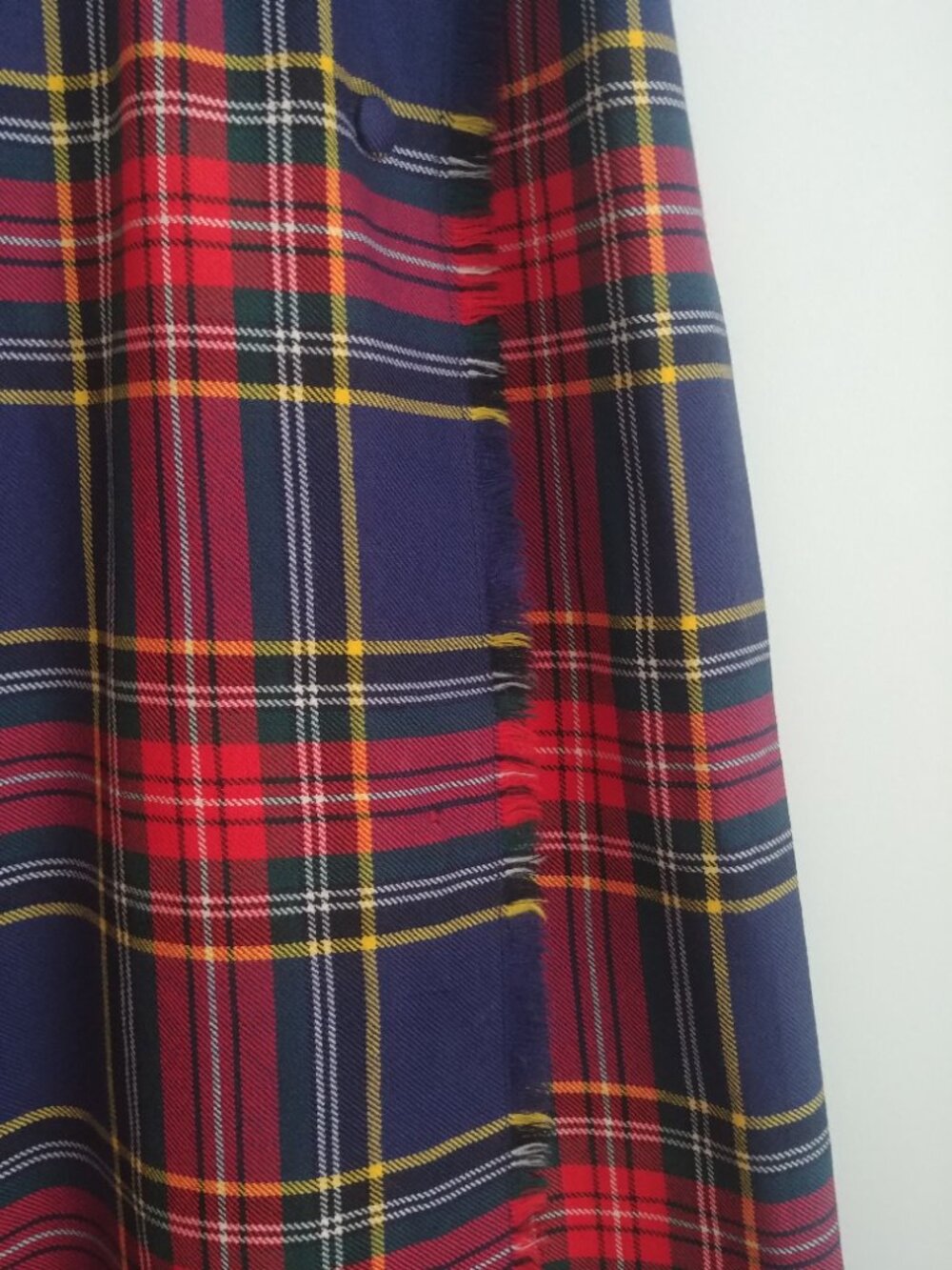 Vintage 100% pure virgin wool Aljean Canada red blue plaid kilt midi skirt M - Picture 6 of 16